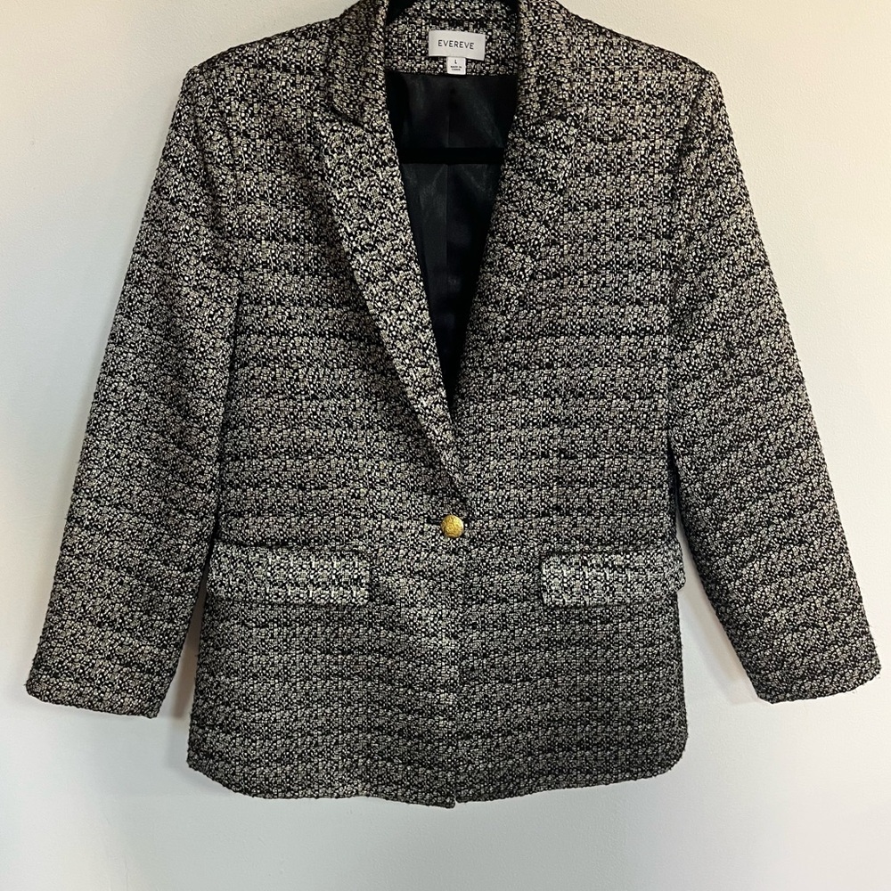 Evereve Starstruck Metallic Tweed Blazer Jacket